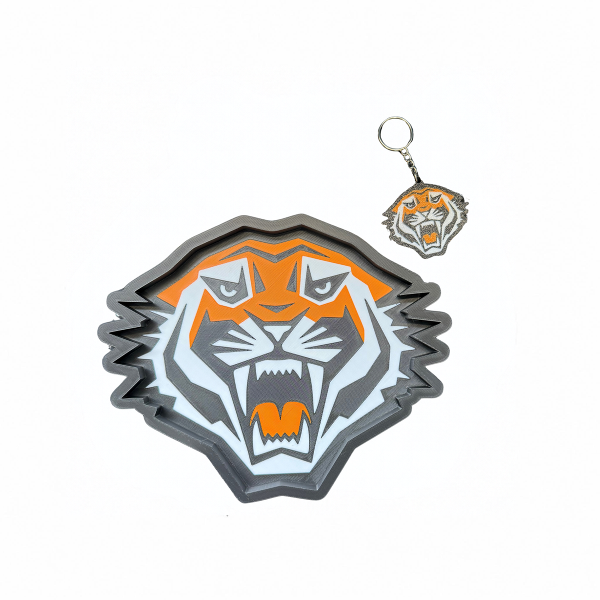 NRL Wests Tigers trinket tray and keyring set on a white background