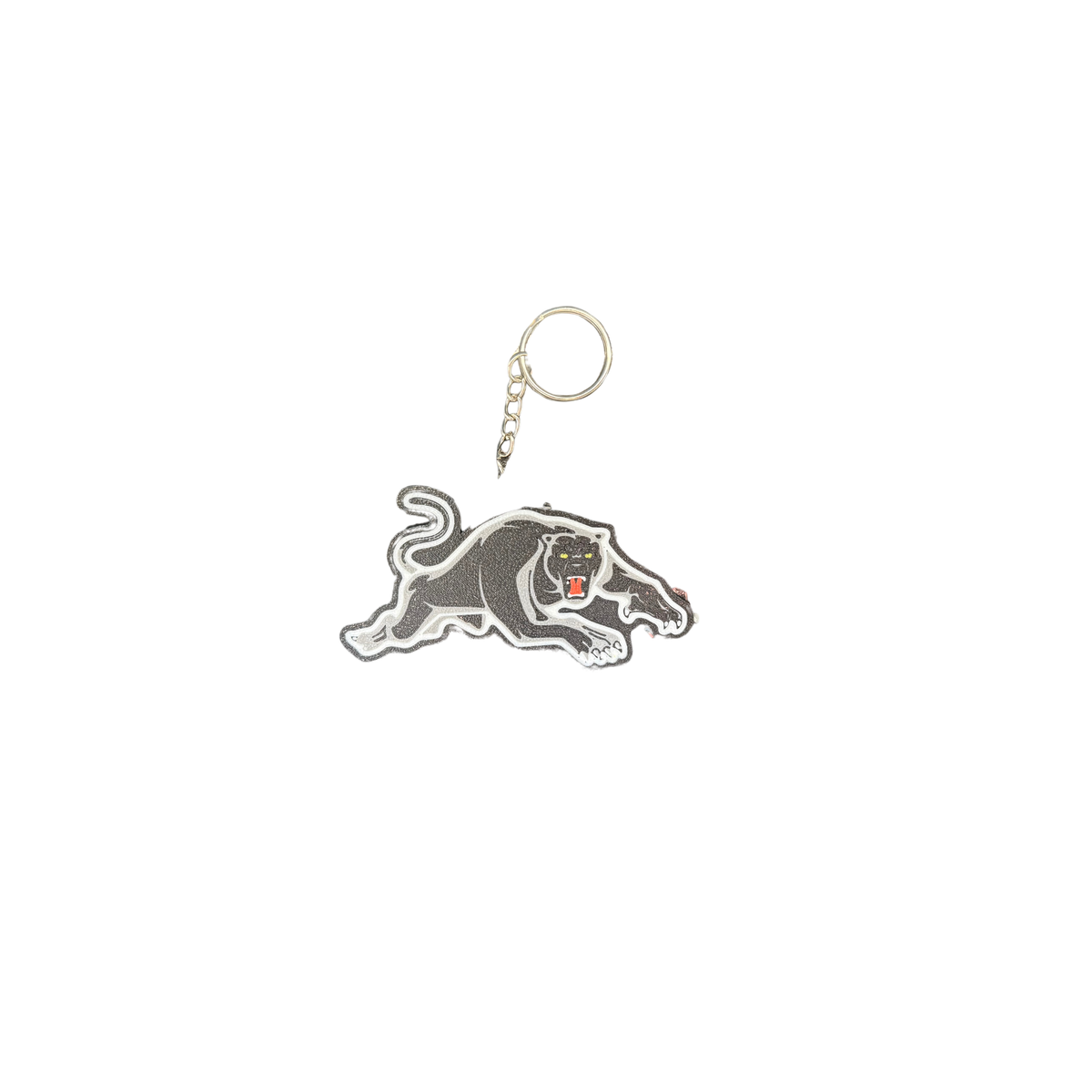 Penrith Panthers keyring with silver-tone split ring and chain on a white background