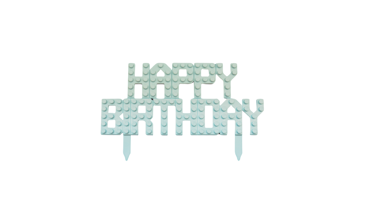 Building Block Happy Birthday Cake Topper - Red
