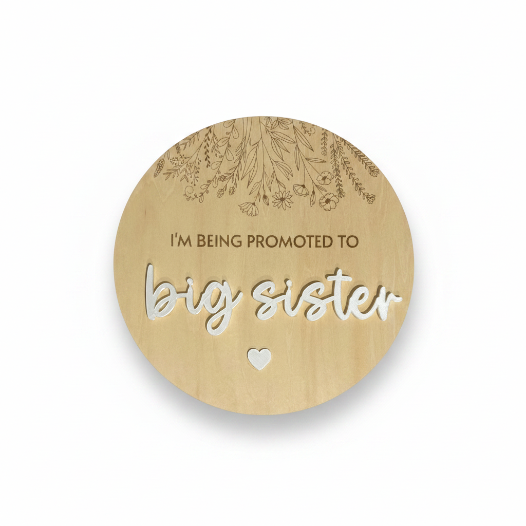 Custom announcement wooden board 25cm on white background