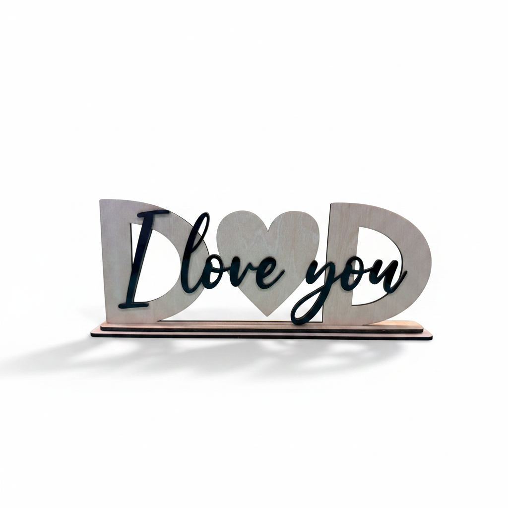 Father's Day love plaque on white background