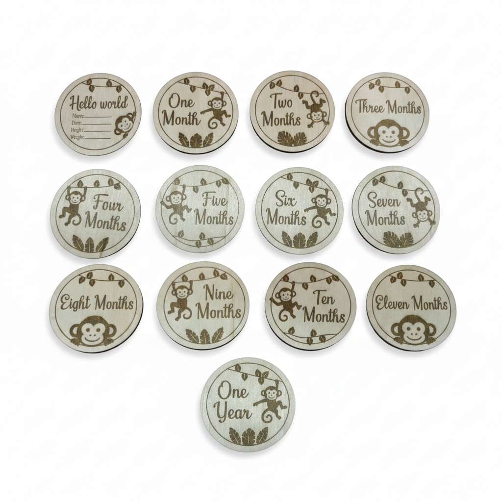 Monkey milestone markers on white background