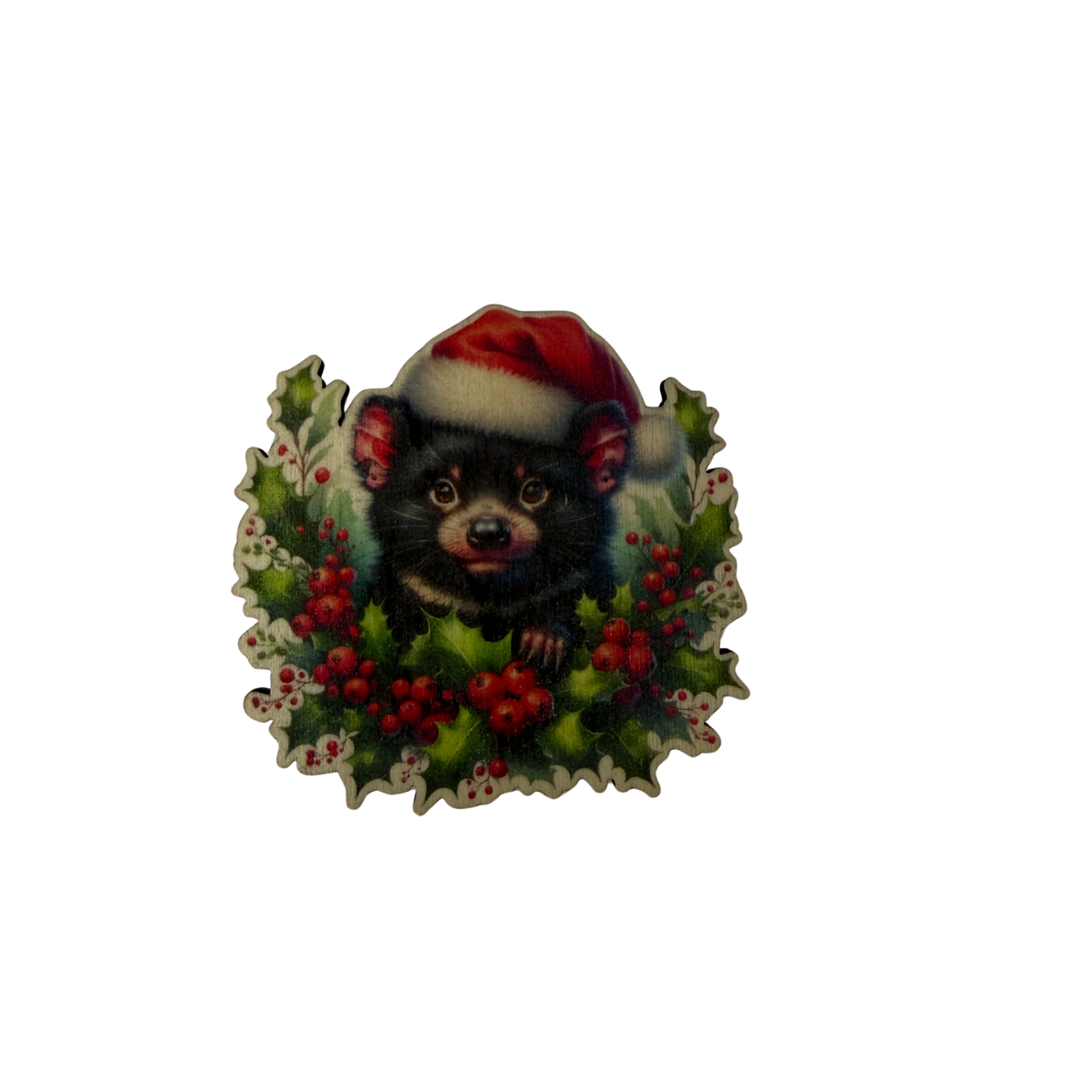 Tasmanian Devil Wooden Christmas Magnet