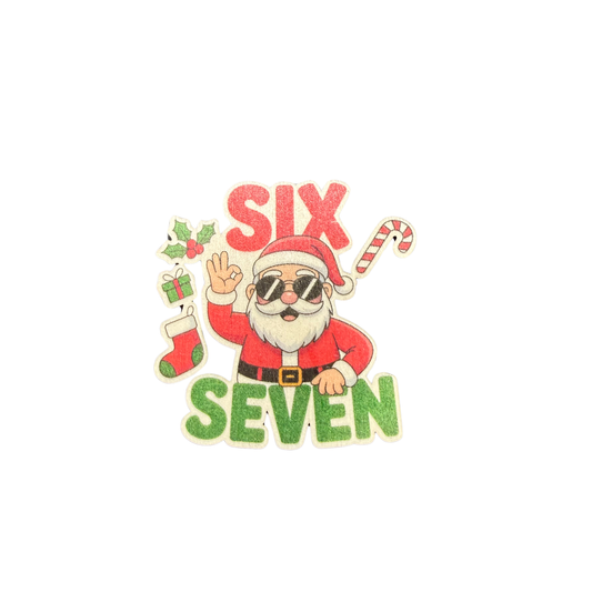 Six Seven Wooden Christmas Magnet