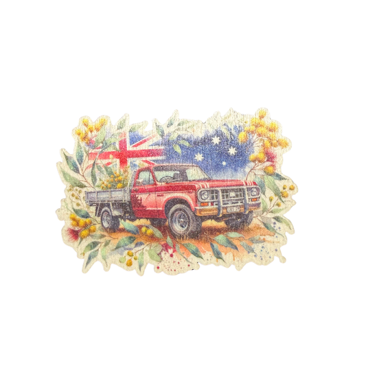 Red Ute with Australian Flag Magnet