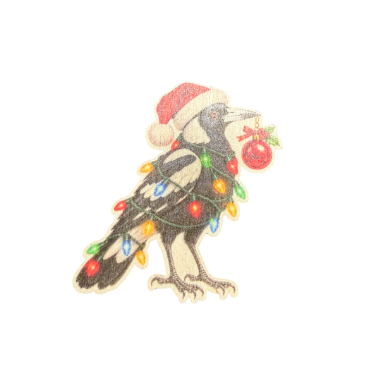 Magpie Wooden Christmas Magnet