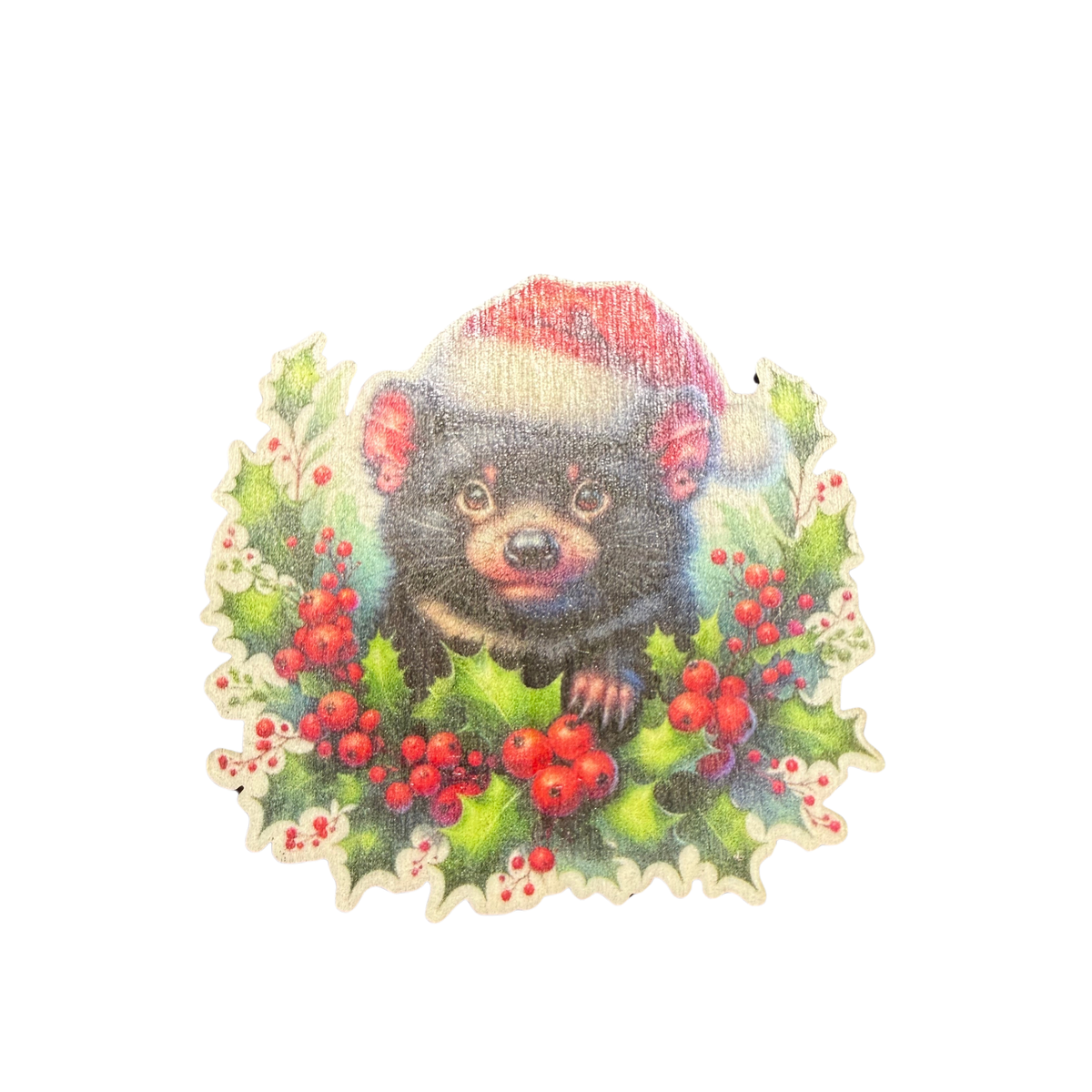 Tasmanian Devil Wooden Christmas Magnet