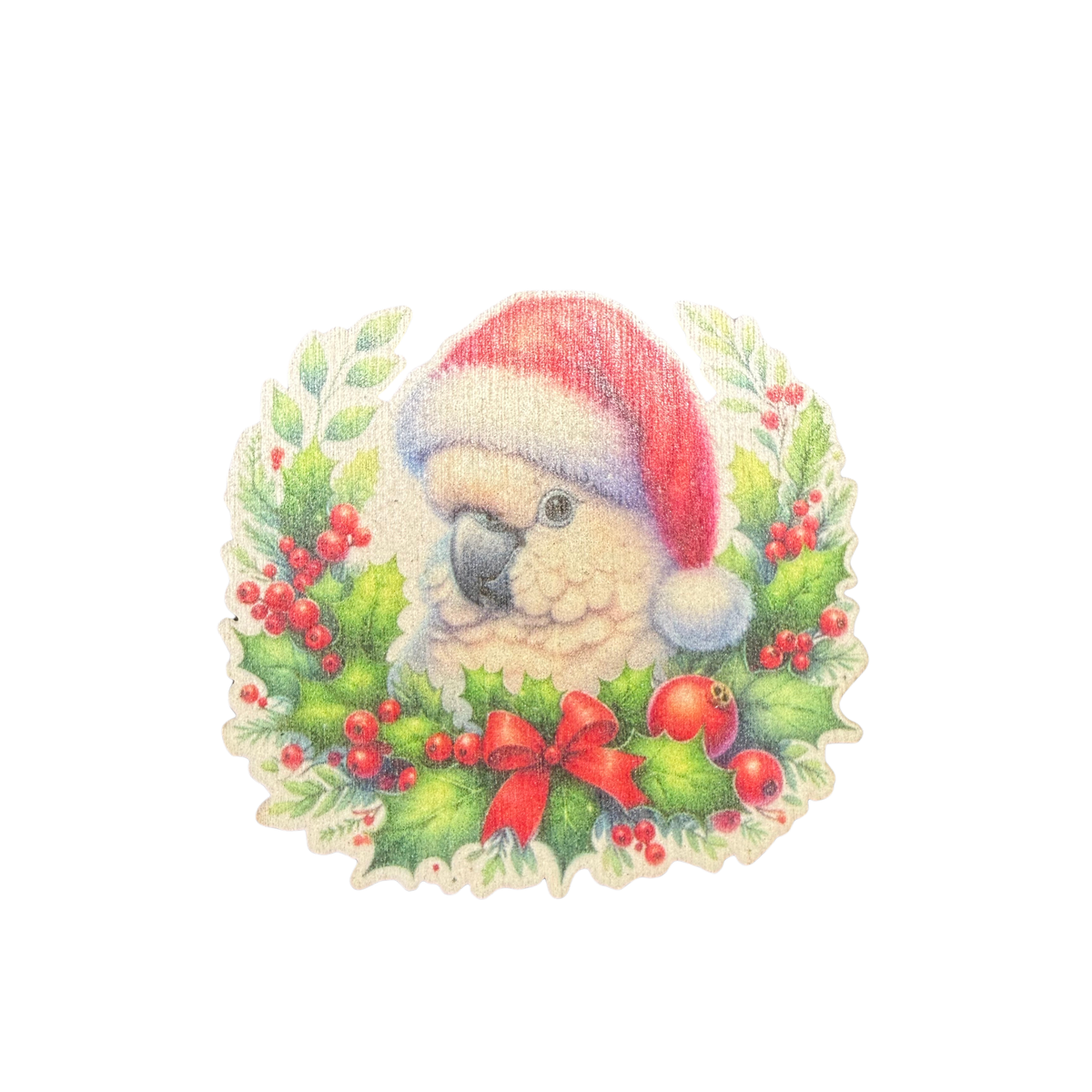 Cockatoo Wooden Christmas Magnet