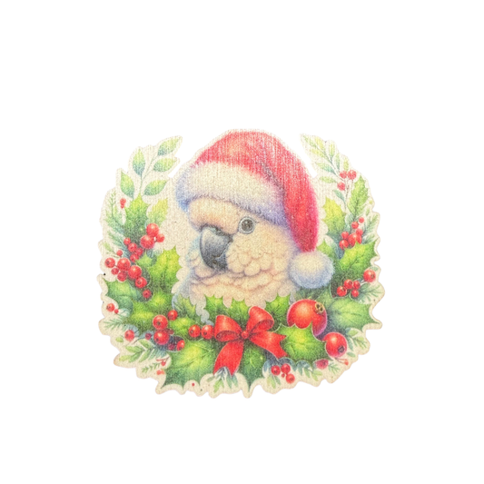 Cockatoo Wooden Christmas Magnet