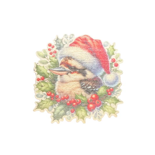 Kookaburra Wooden Christmas Magnet
