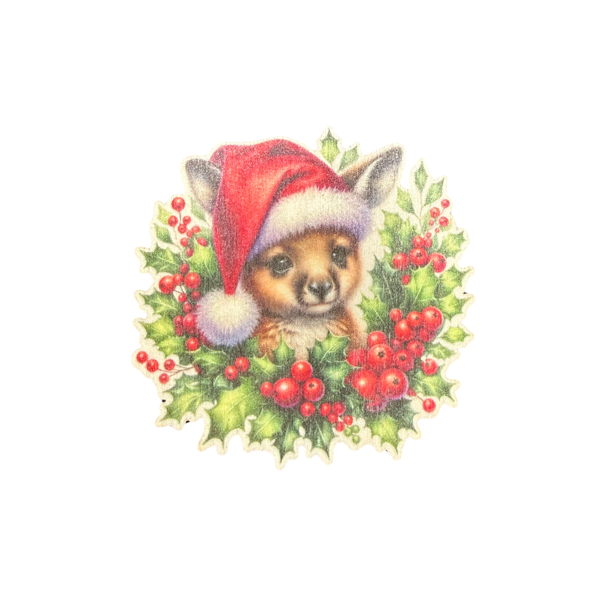 Wallaby Wooden Christmas Magnet