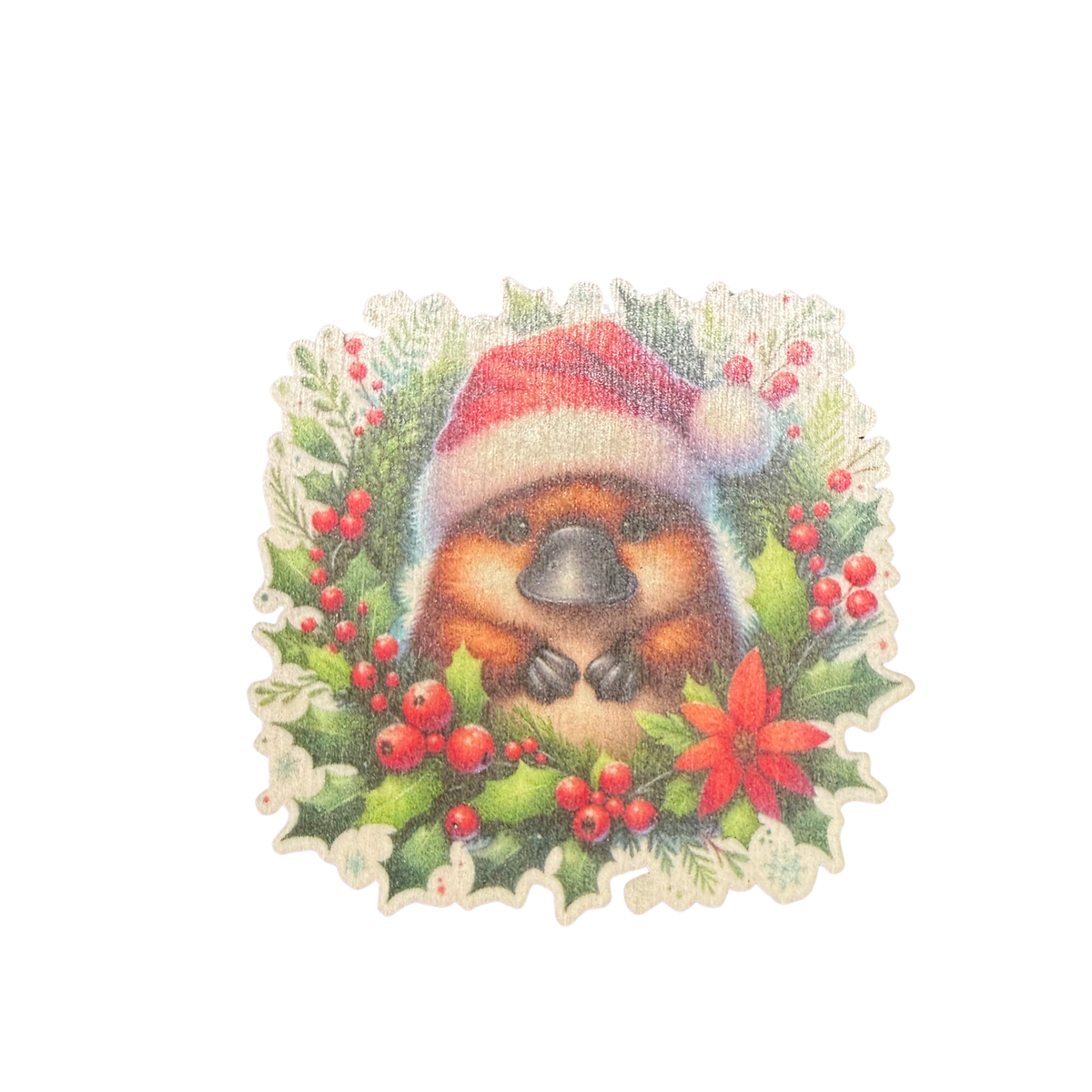 Platypus Wooden Christmas Magnet