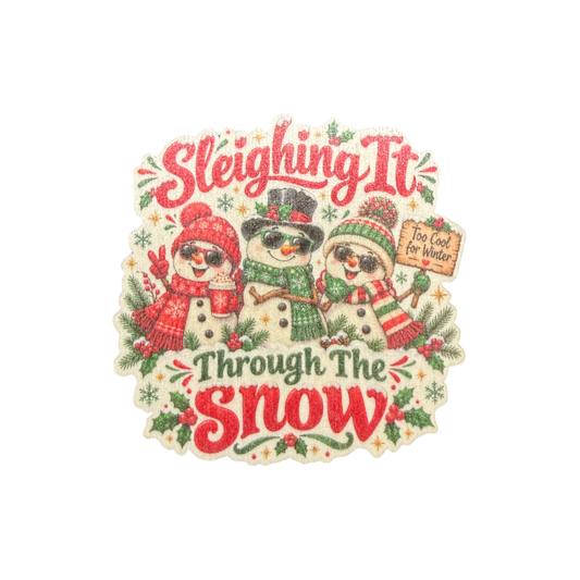 Sleighing It Wooden Christmas Magnet