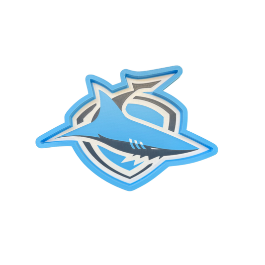 Blue Cronulla Sharks trinket tray on a white background