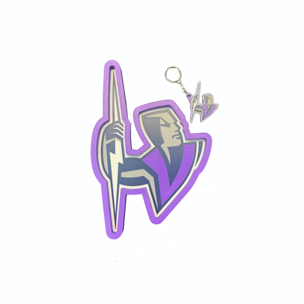 Melbourne Storm trinket tray with matching keyring in purple and white