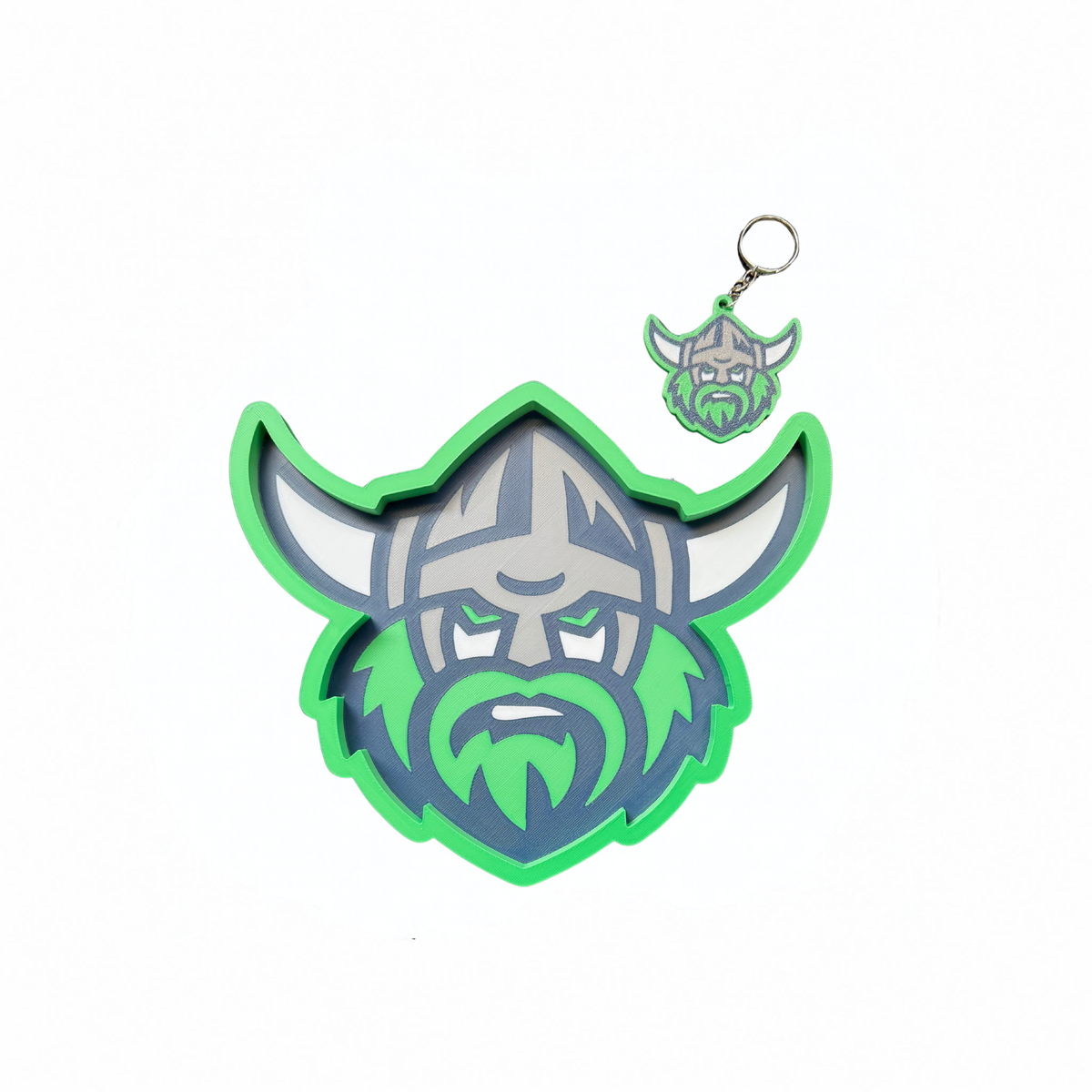 NRL Canberra Raiders trinket tray and keyring set on a white background