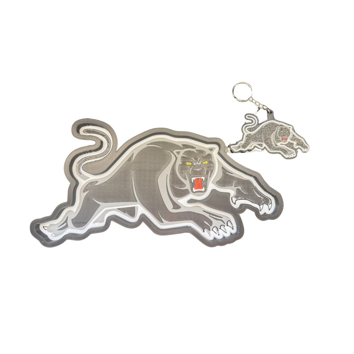 Penrith Panthers trinket tray and matching keyring set on a white background