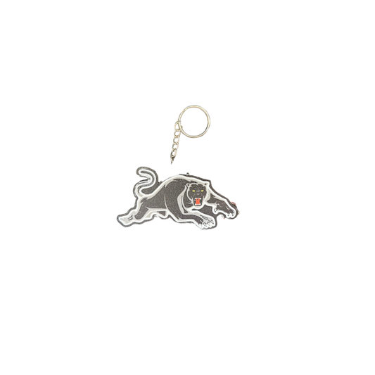 Penrith Panthers keyring with silver-tone split ring and chain on a white background