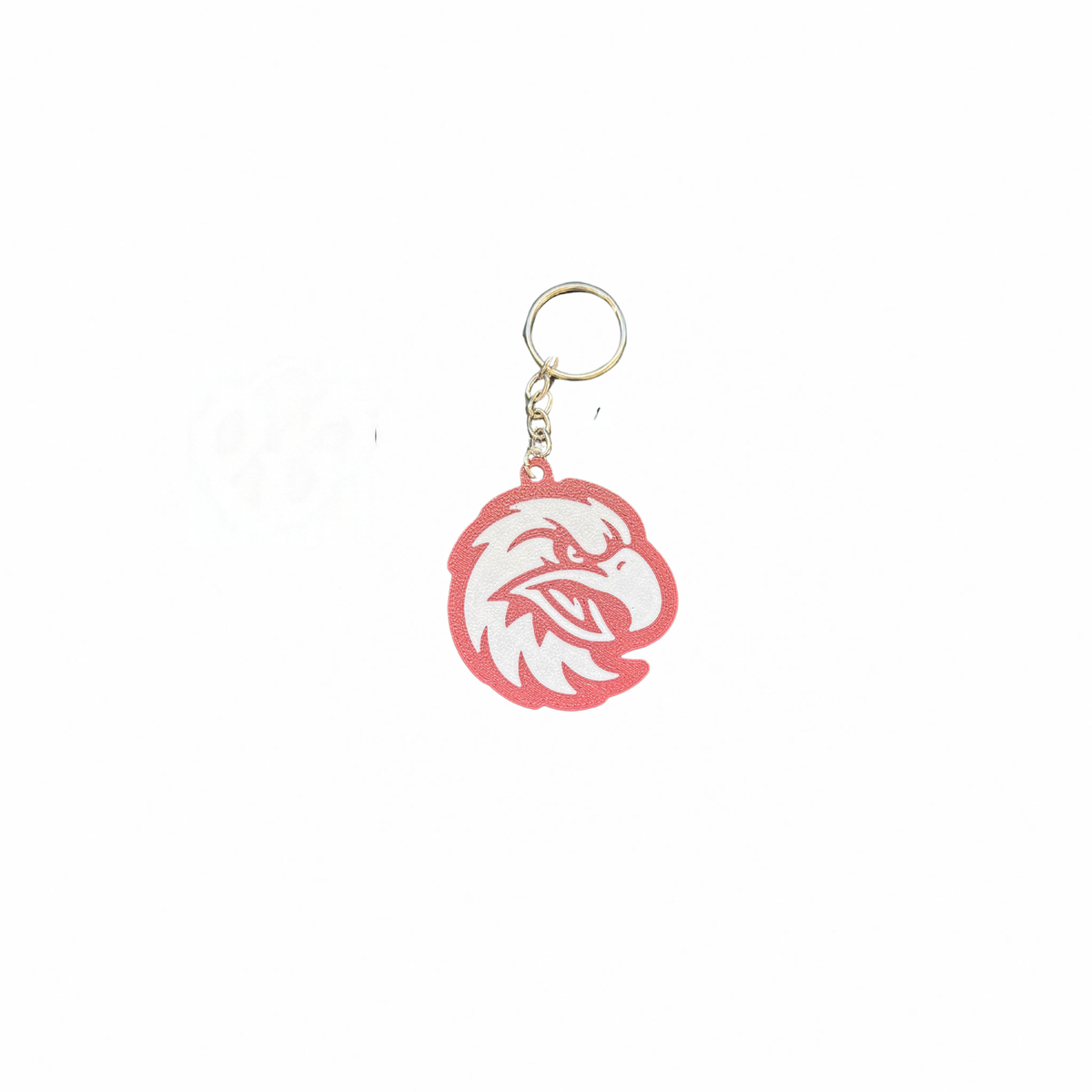 Manly Warringah Sea Eagles eagle-shaped keyring with a metal ring on a white background