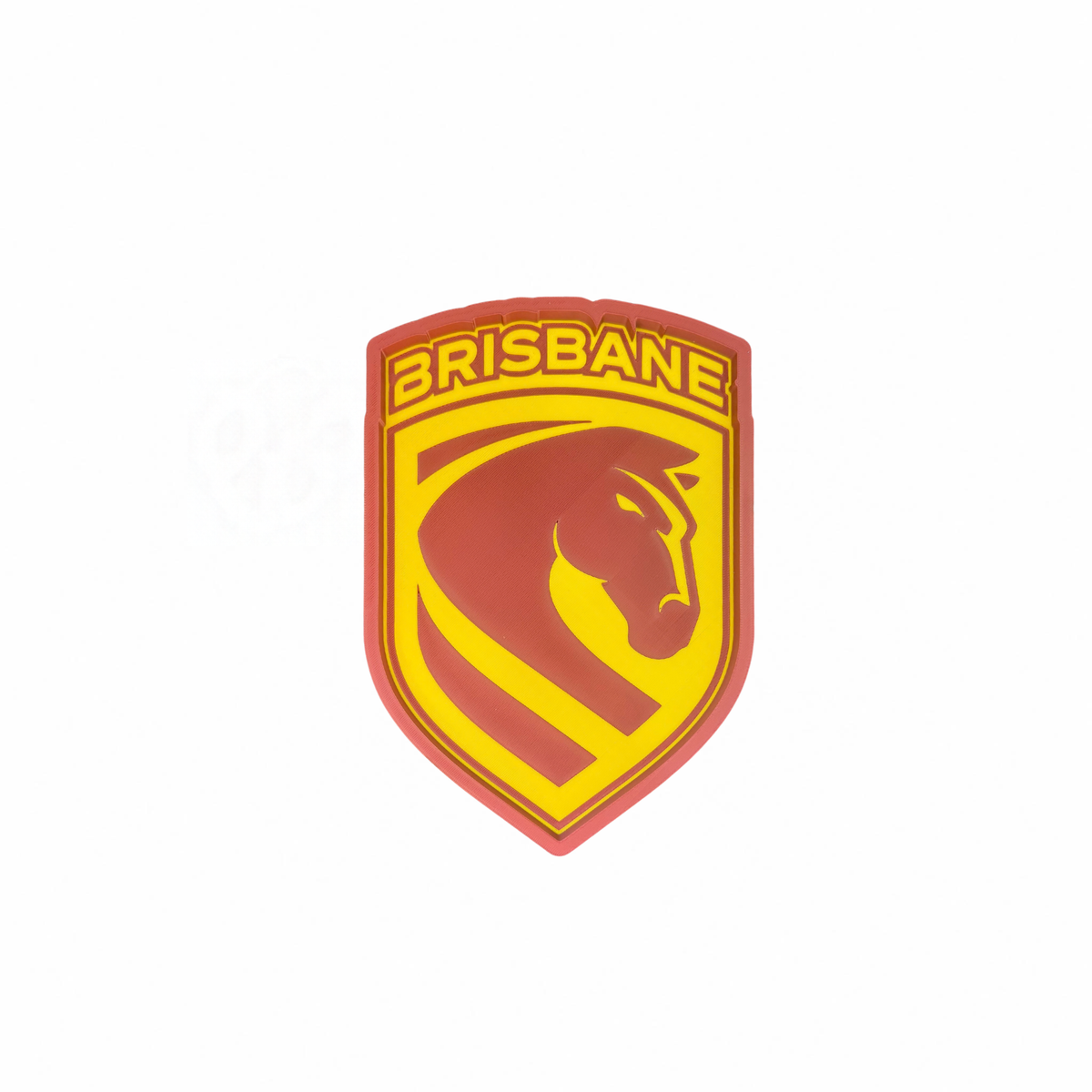 Brisbane Broncos shield-shaped trinket tray in maroon and yellow on a white background