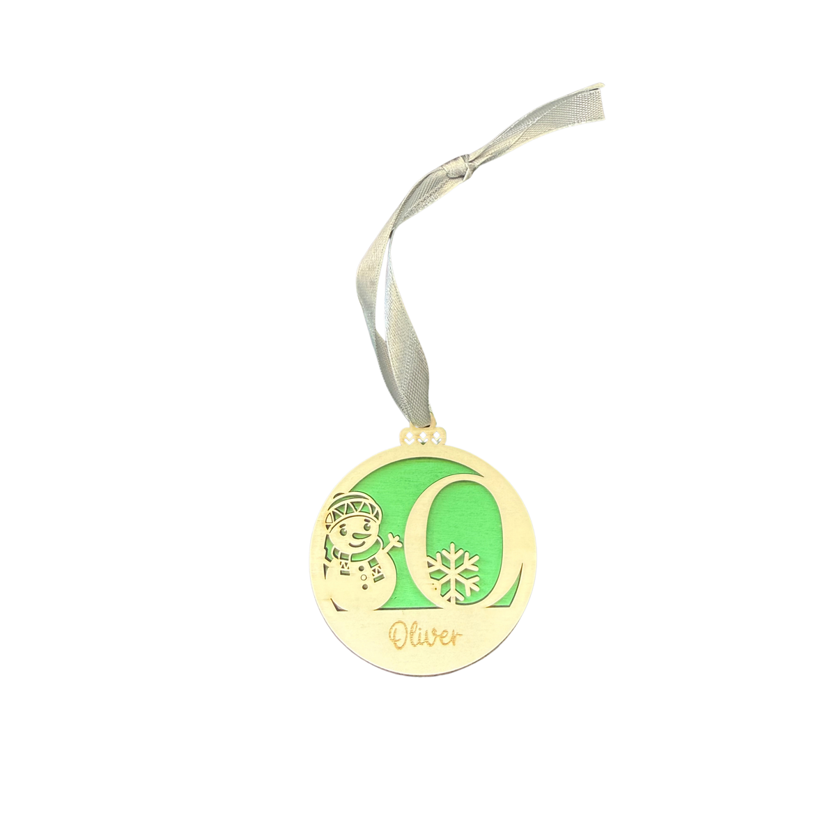 Snowman Personalised Wooden Christmas Ornament