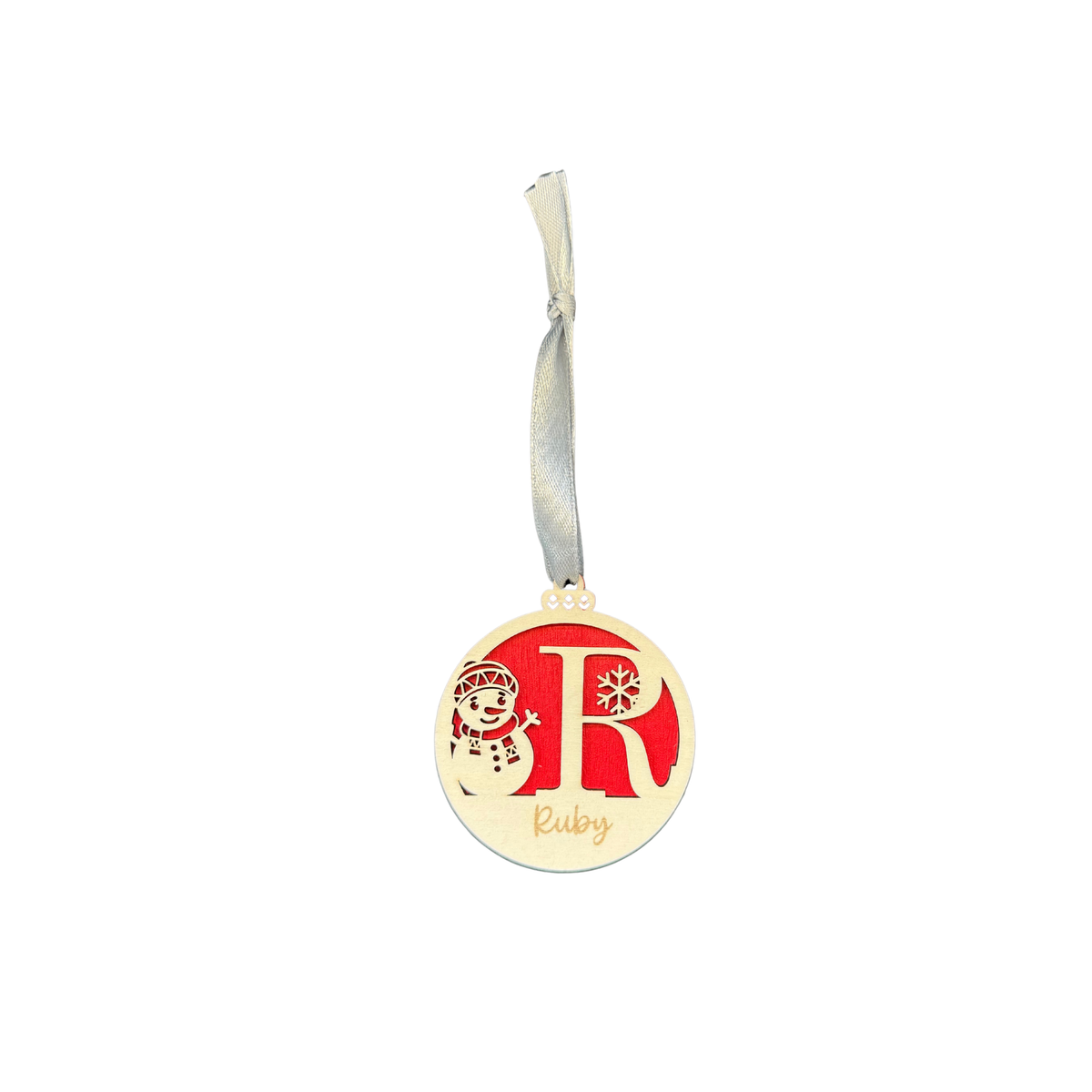 Snowman Personalised Wooden Christmas Ornament