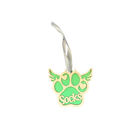 Personalised Wooden Cat Memorial Christmas Ornament