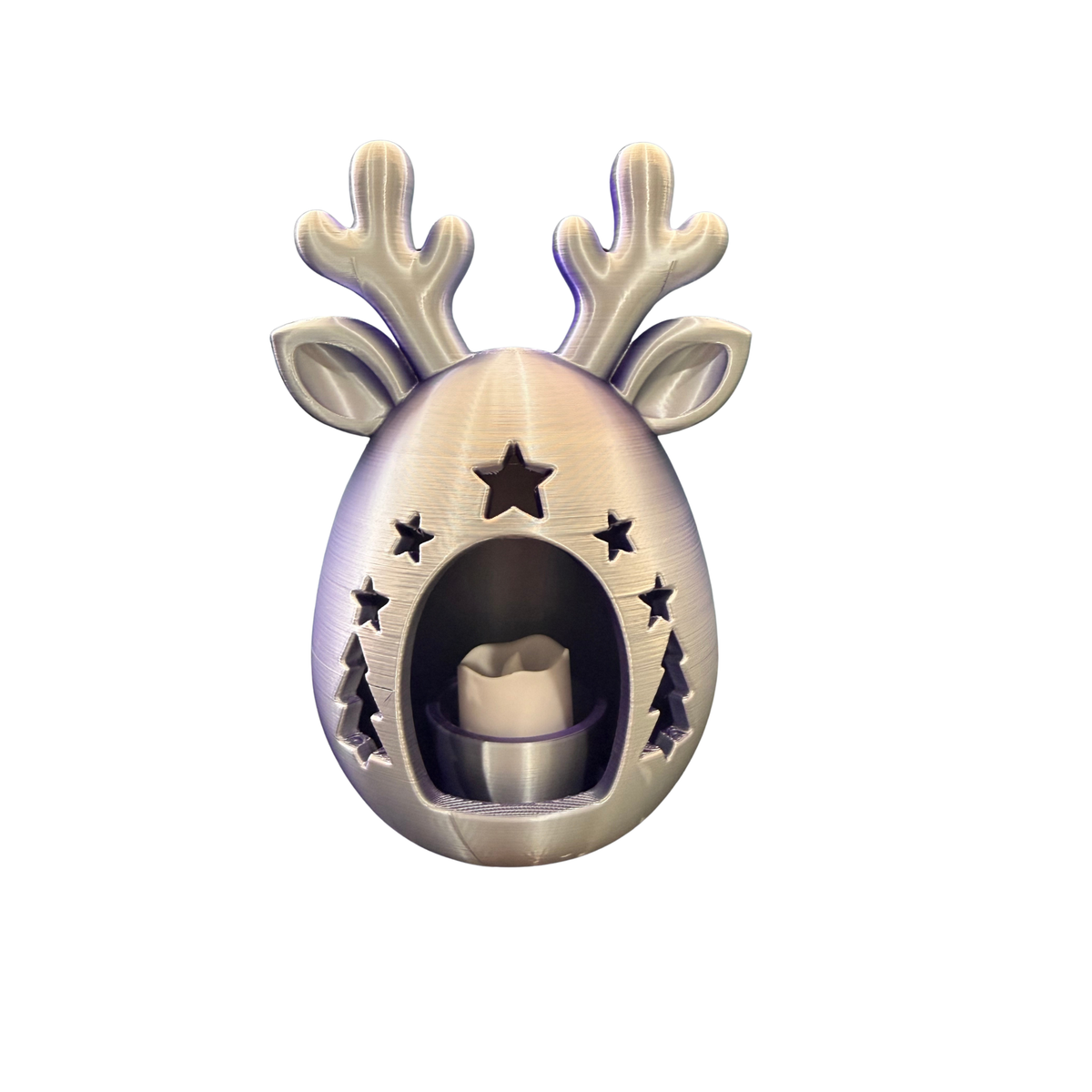 Reindeer Christmas LED Tealight Holder with LED tealight switched off