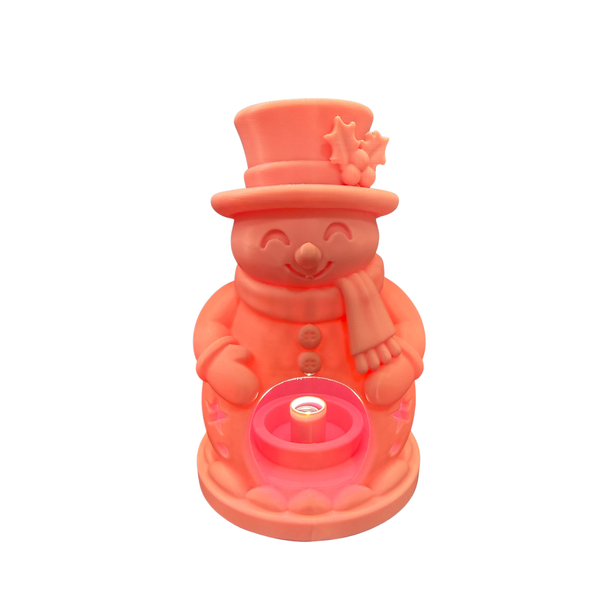 Snowman Christmas decoration with top hat and scarf, micro LED light illuminated