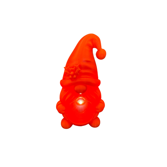 Christmas gnome decoration with curved hat and beard, micro LED light illuminated