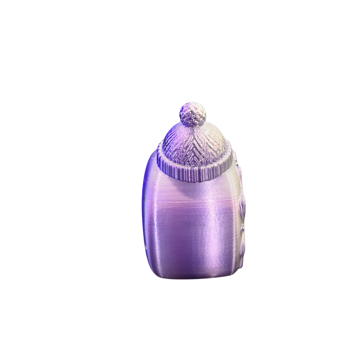 Celestial Violet Christmas bauble decoration with micro LED light switched on