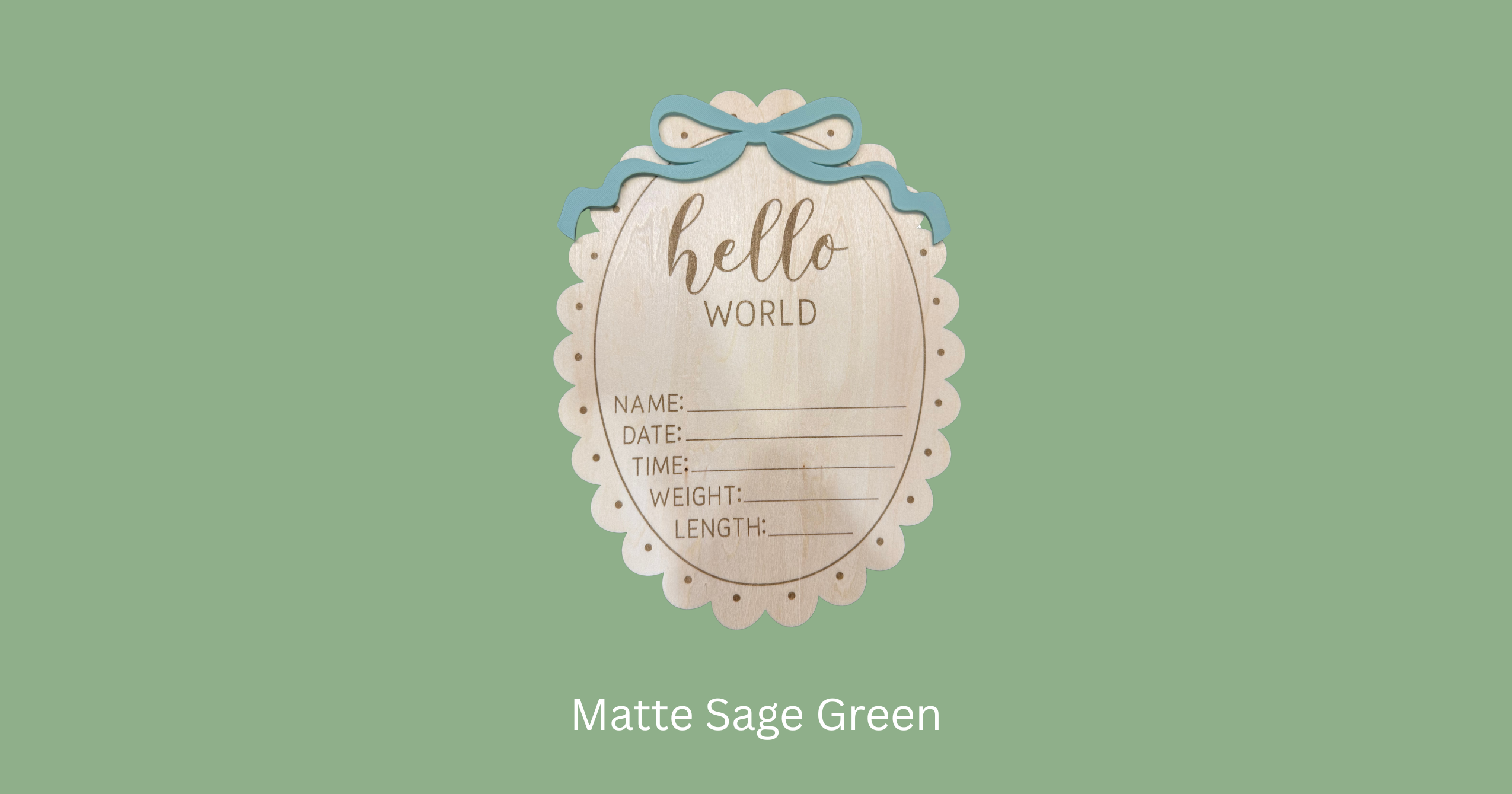Hello World Birth Announcement Board | Laser Engraved Baby Keepsake