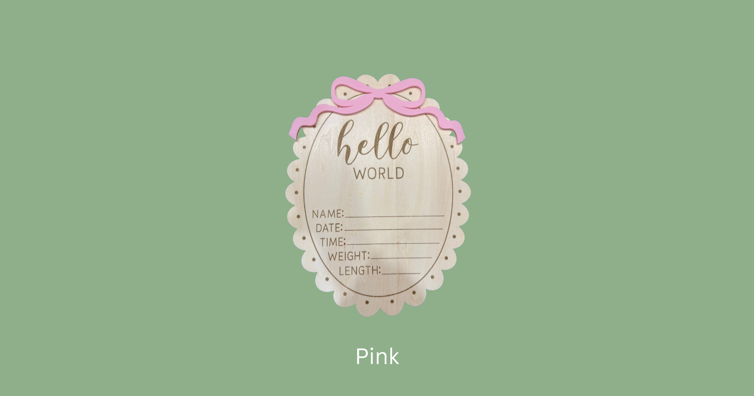 Hello World Birth Announcement Board | Laser Engraved Baby Keepsake
