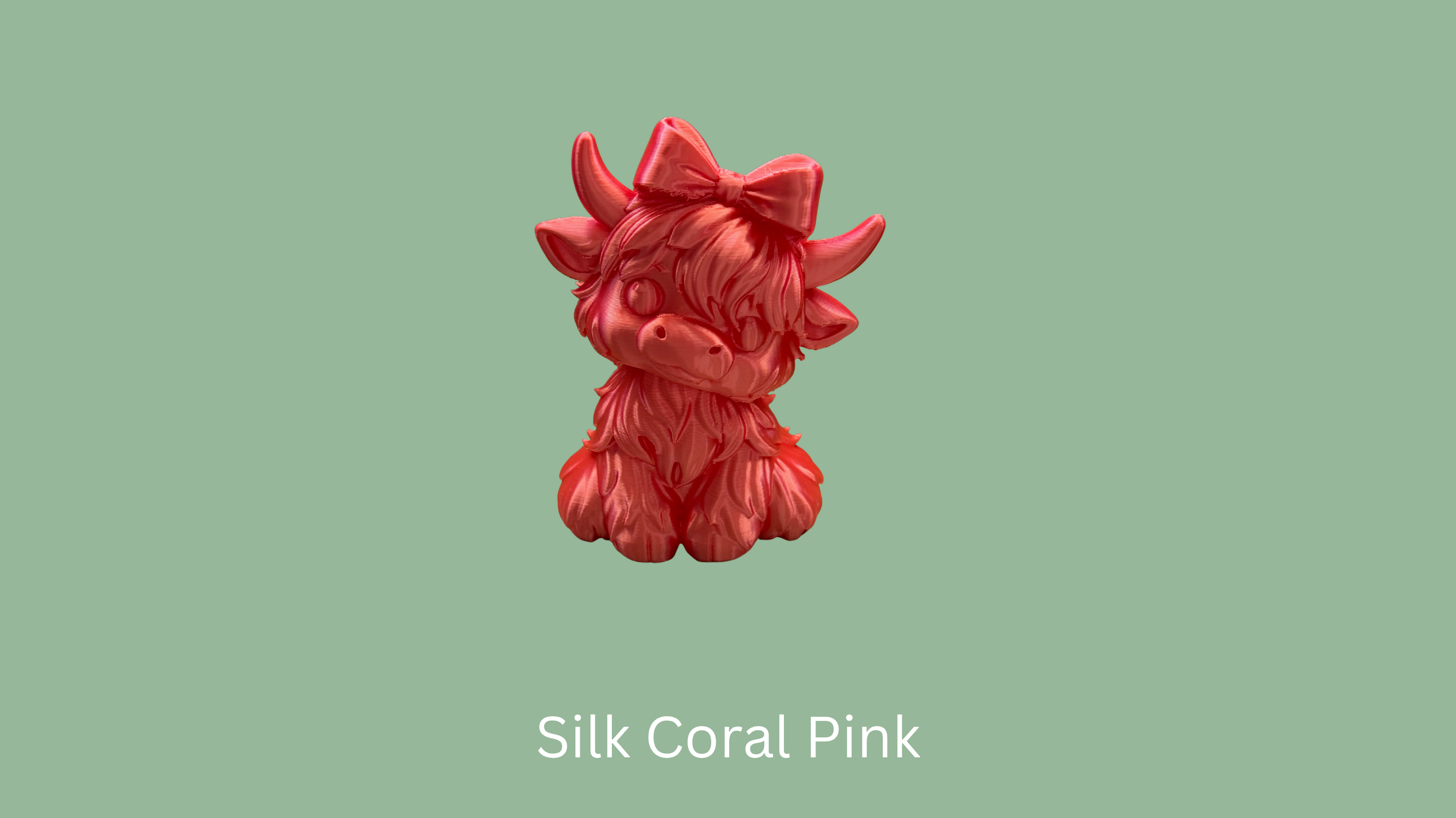 Highland Cow Figurine - Silk Coral Pink