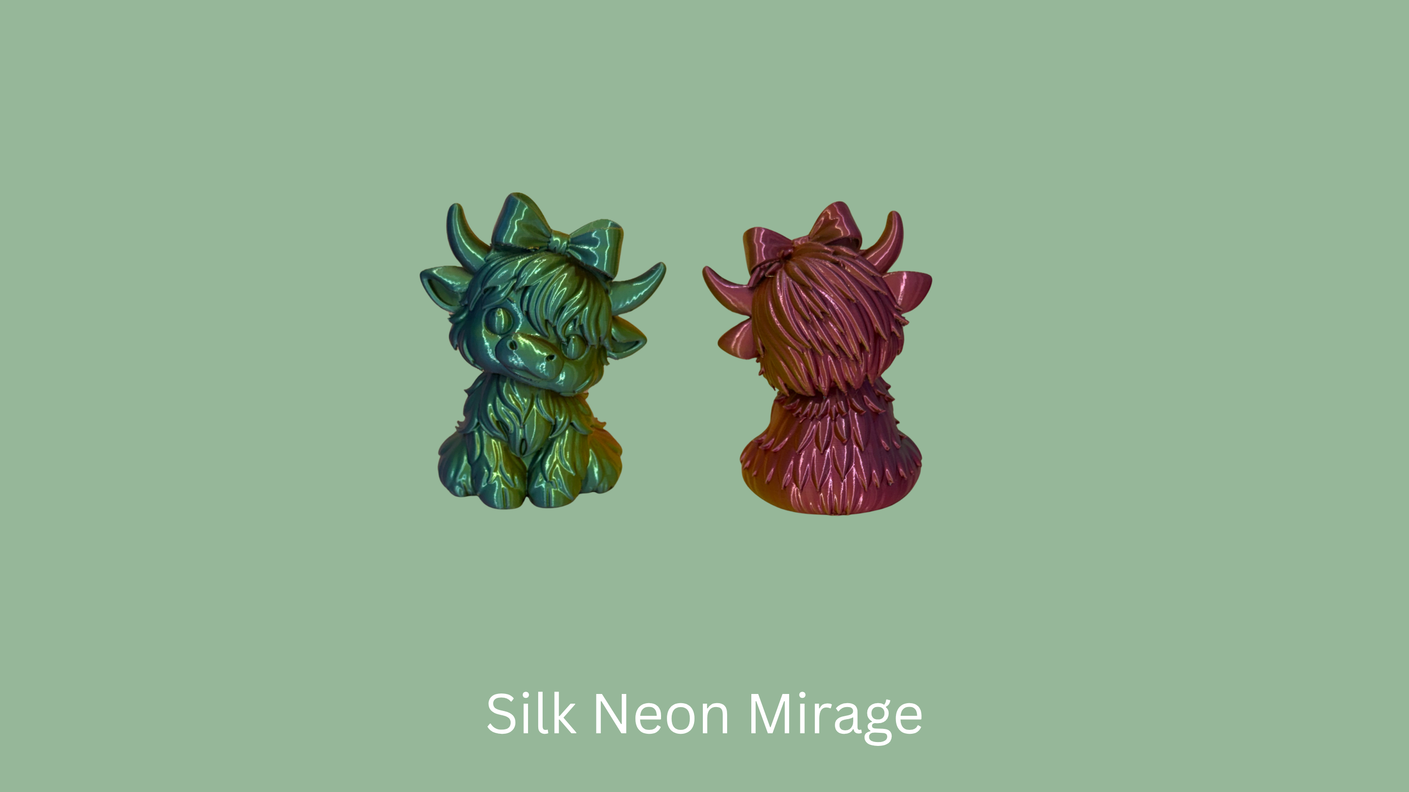 Highland Cow Figurine - Silk Neon Mirage