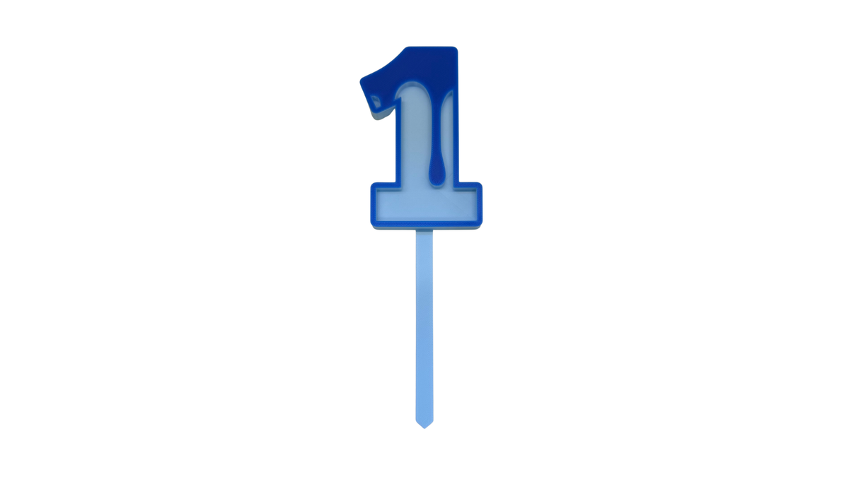 Number cake topper with dripping icing - coral pink