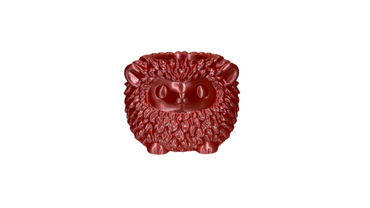 Pink 3D printed hedgehog desk organiser pen holder, on white background