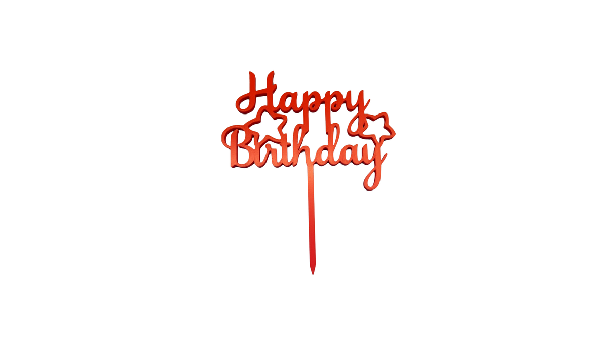 Birthday Starburst Cake Topper - Red