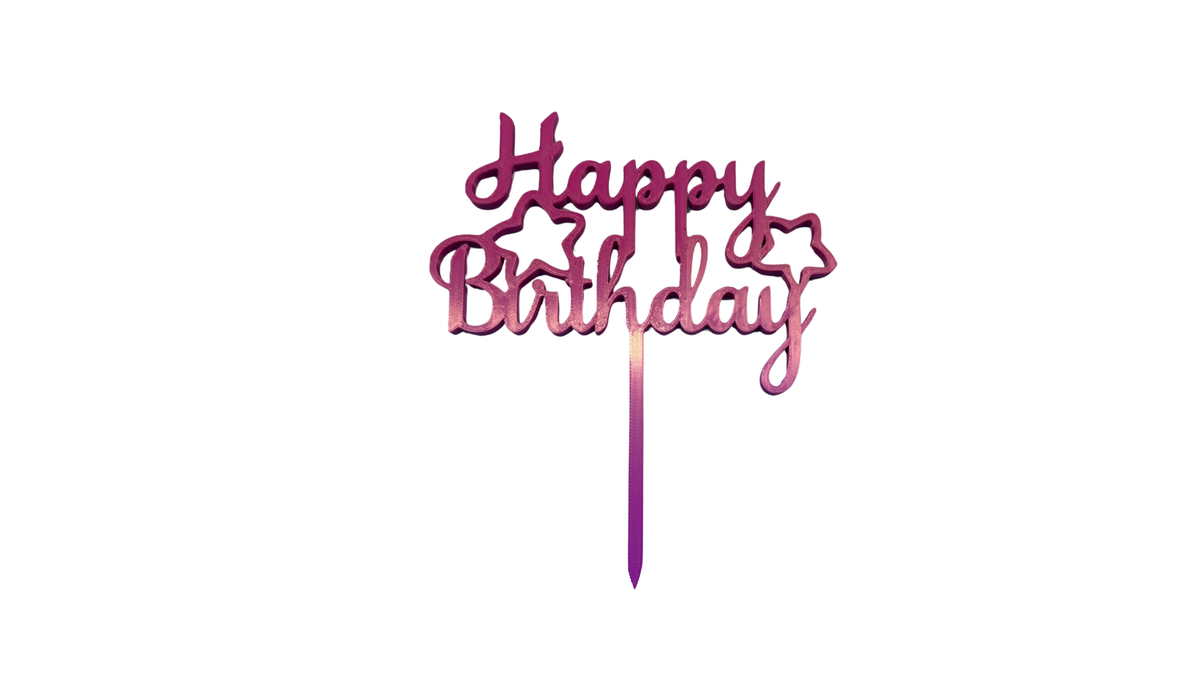 Birthday Starburst Cake Topper - Pink/Purple