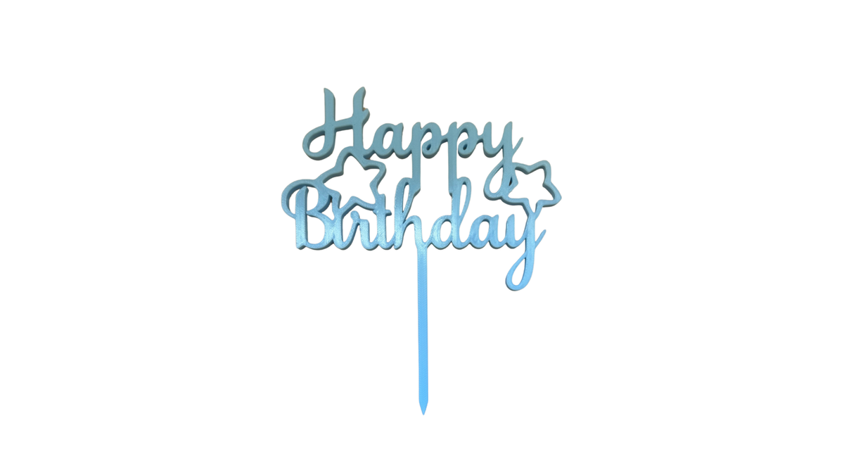 Birthday Starburst Cake Topper - Blue