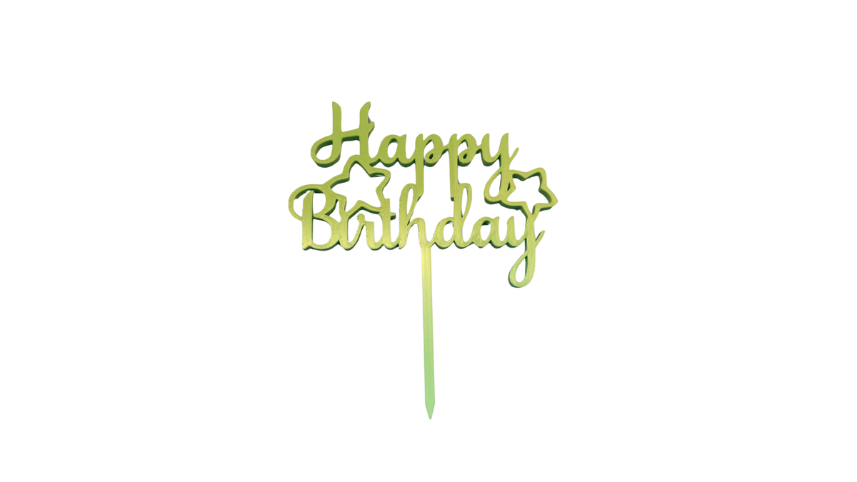 Birthday Starburst Cake Topper - Gold/Lime