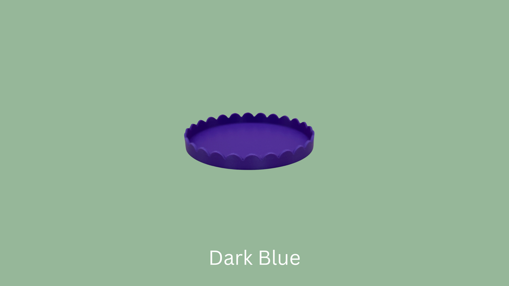 Small Scalloped Trinket Tray - Dark Blue