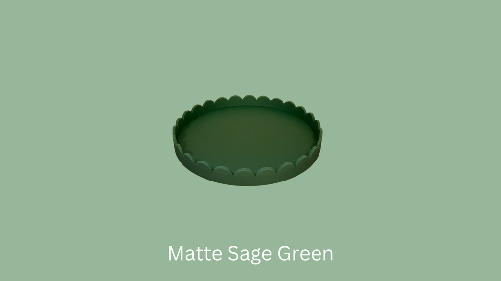 Small Scalloped Trinket Tray - Matte Sage Green