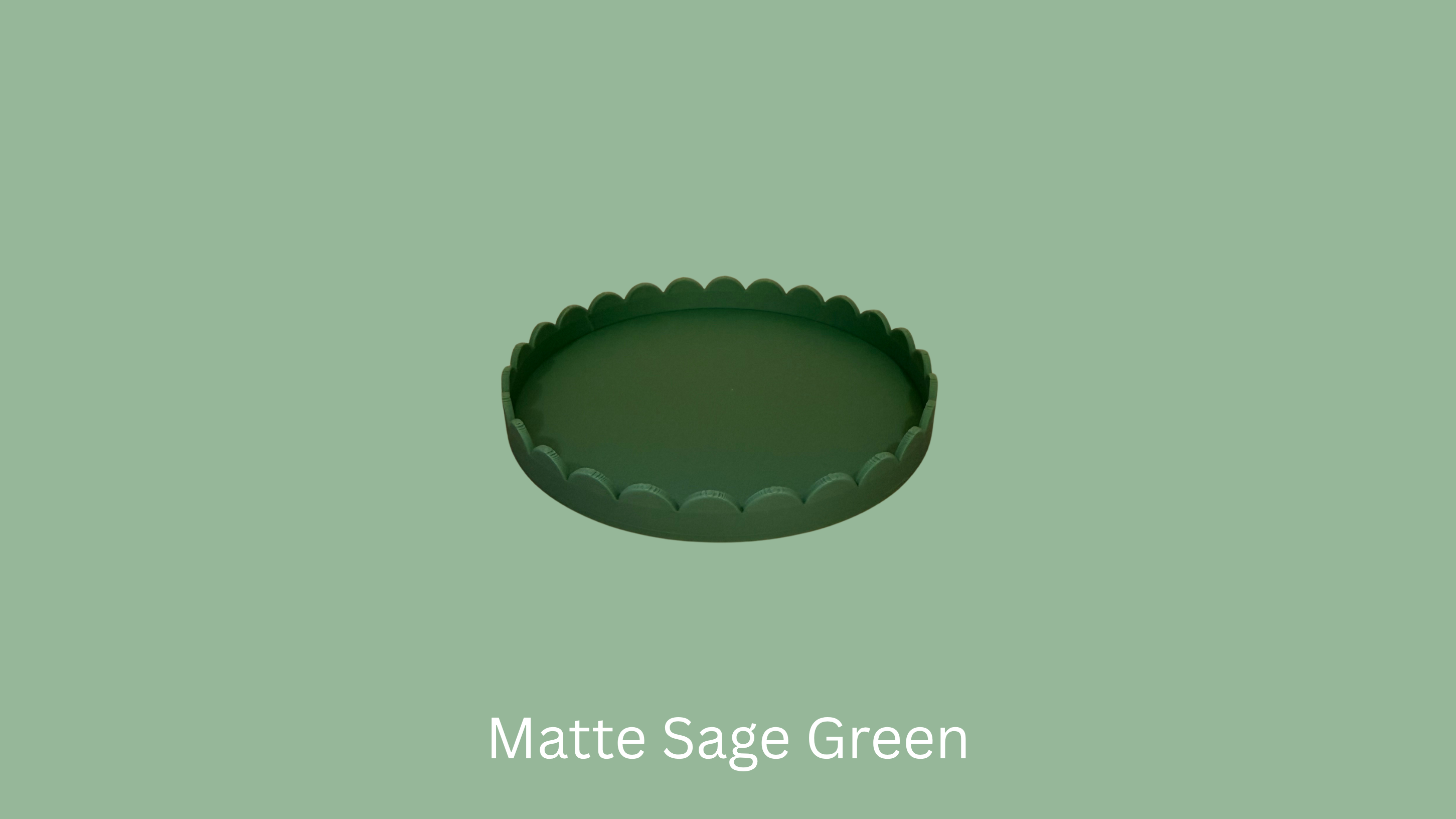 Small Scalloped Trinket Tray - Matte Sage Green