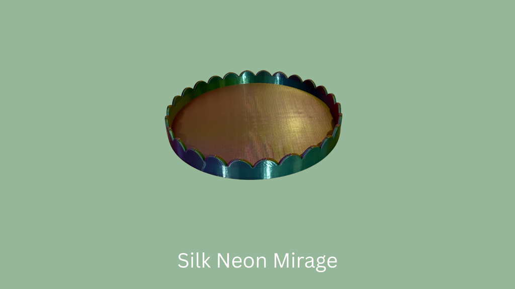 Small Scalloped Trinket Tray - Silk Neon Mirage