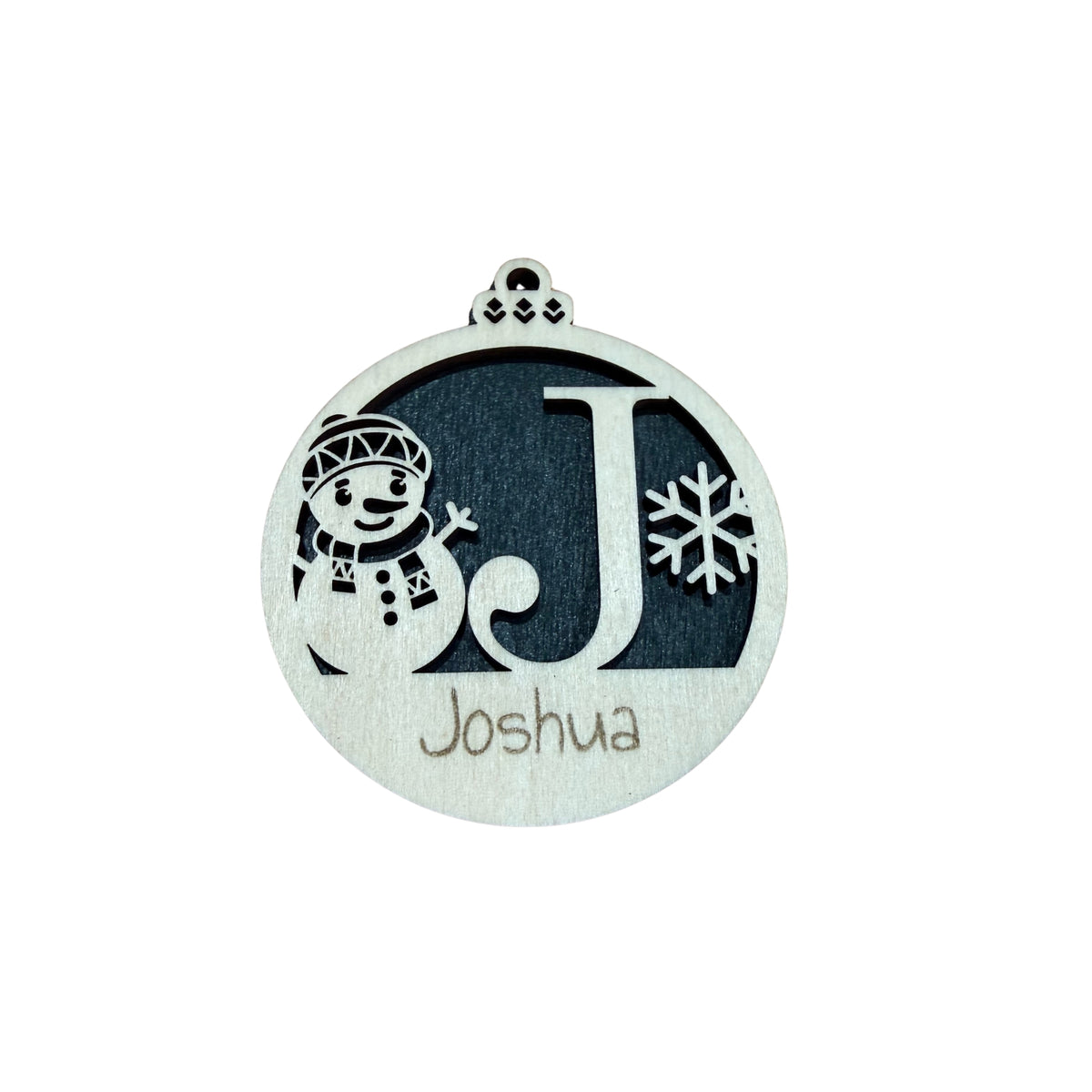 Snowman Personalised Wooden Christmas Ornament