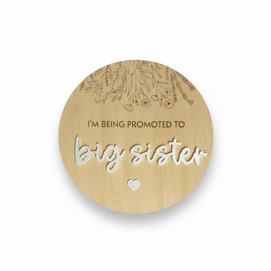 Custom announcement wooden board 25cm on white background