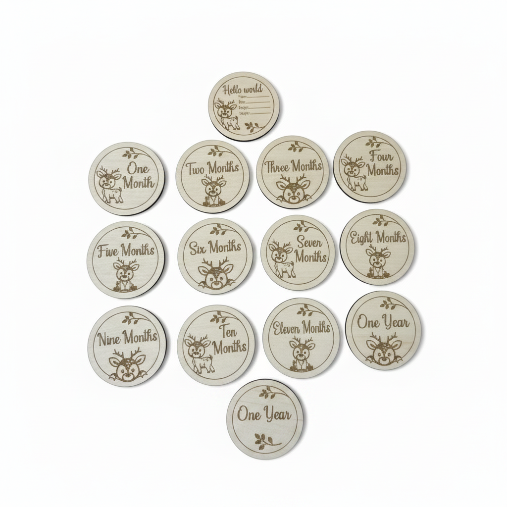 Deer milestone marker discs arranged in a neat grid
