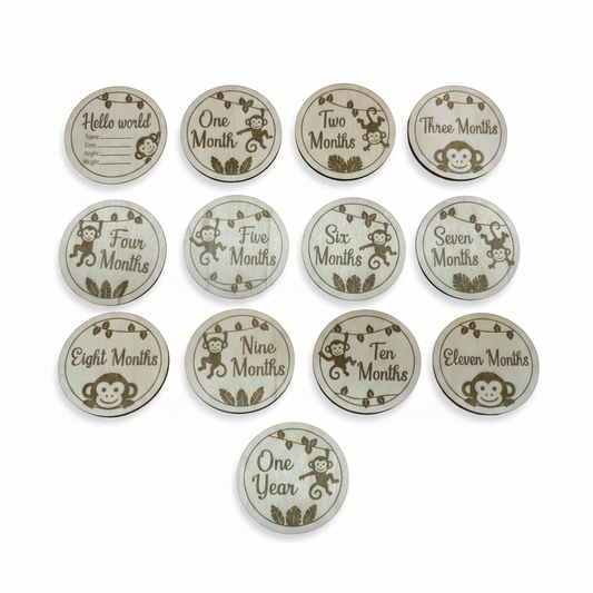 Monkey milestone markers on white background