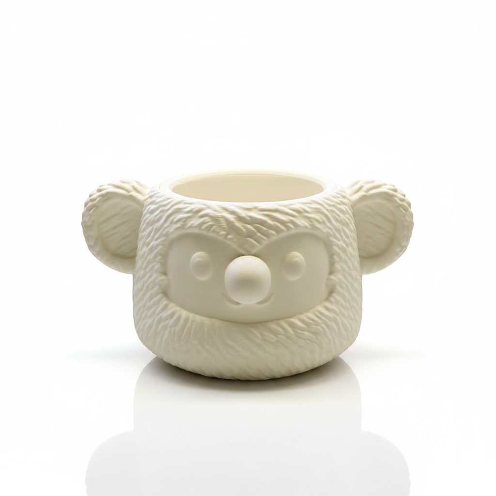 Koala desk organiser 3D printed pen holder on white background